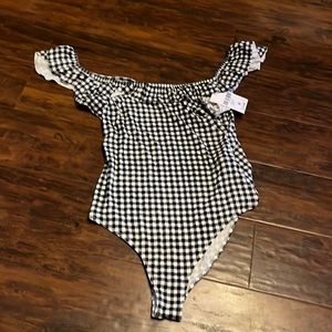 Forever 21 Checkered Black White Body Suite Size M